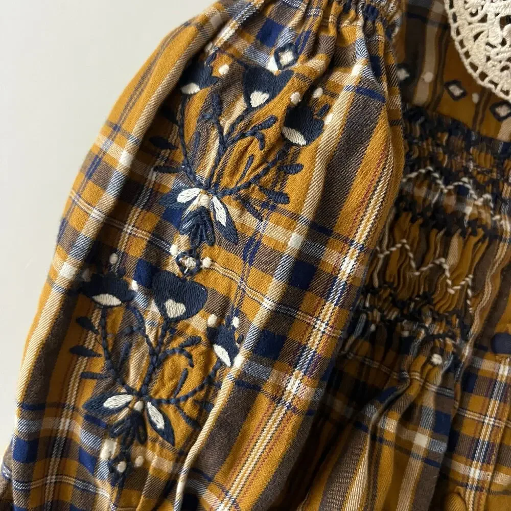 Petit Sézane smocked plaid dress